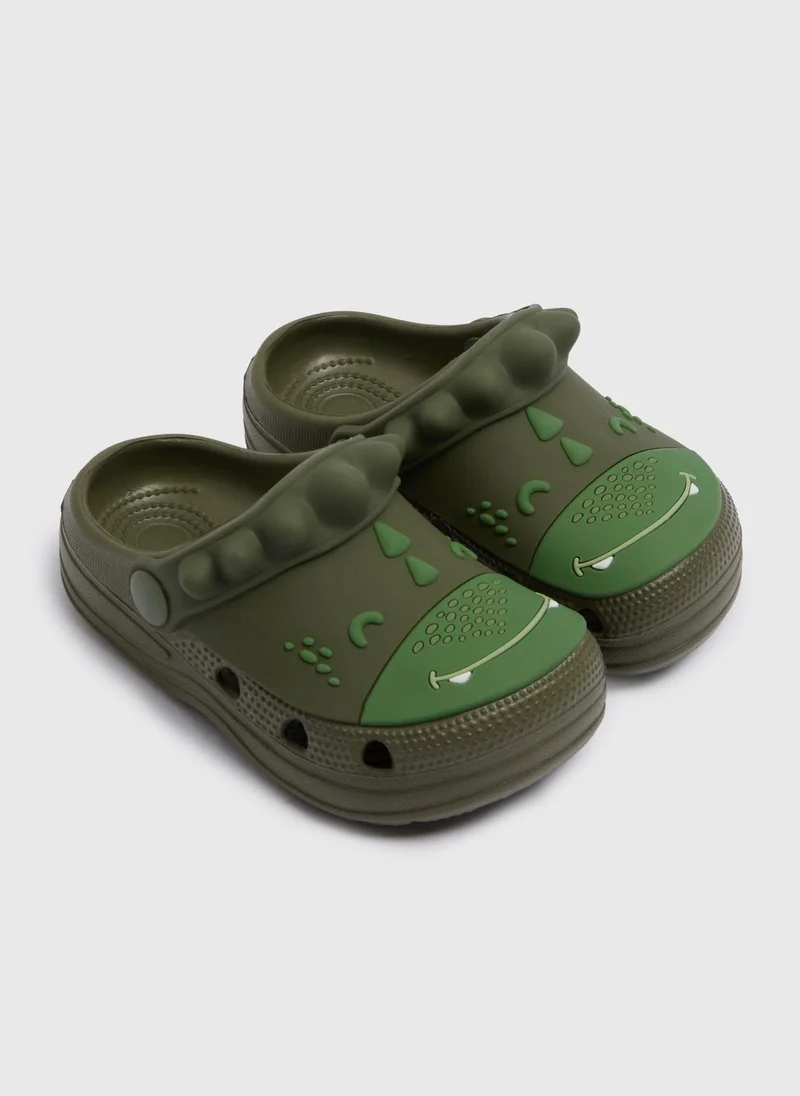 Matalan Boys Khaki Dino Clogs